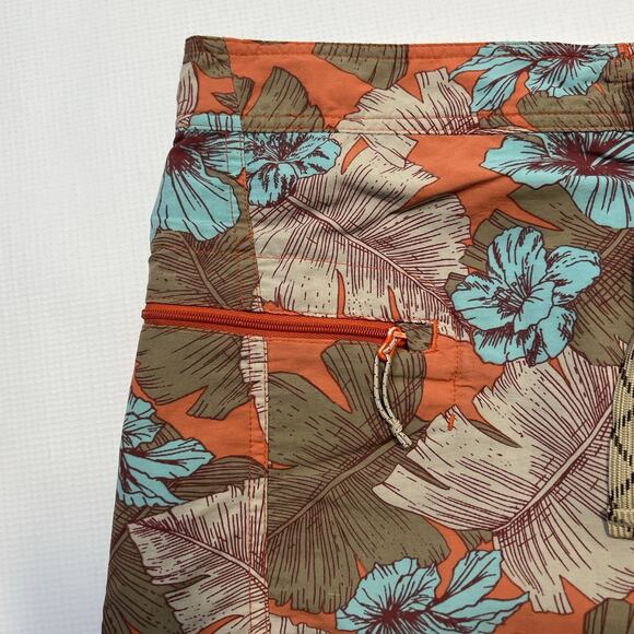 Patagonia Men’s Wavefarer Striped Board Shorts Size 35 Brown Orange Hawaiian - Picture 12 of 12
